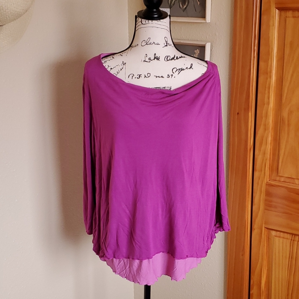 Jessica Max Two Tone Layered Top Fuschia Size 2X